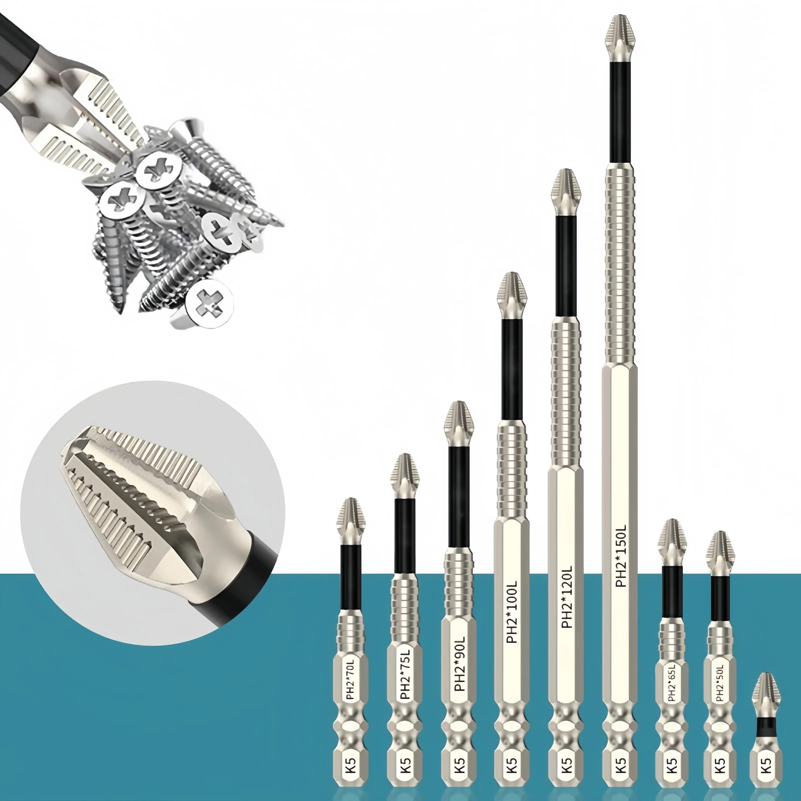 Anti Slip Bit, Impact Resistant Non Slip Bit, High Magnetic Screwdriver Drill